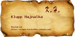 Klupp Hajnalka névjegykártya